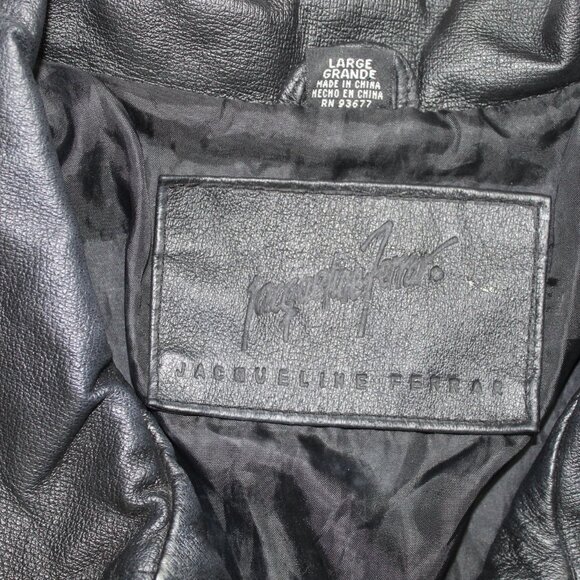 Jacqueline Ferrar Women's Large Lined Leather Jacket Black Vintage - Picture 3 of 6